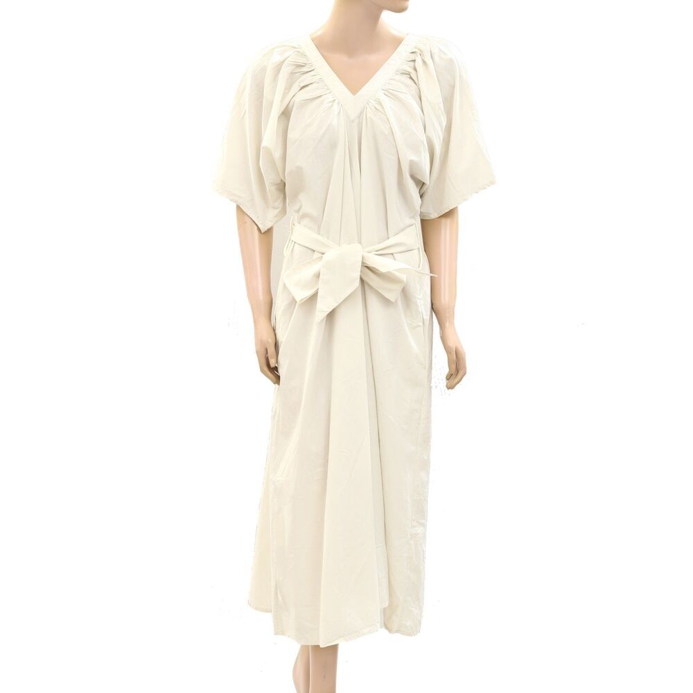 Merlette Lante Solid Midi Dress Kimono Resort Cotton Poplin Resort XS 277514 - Picture 1 of 4